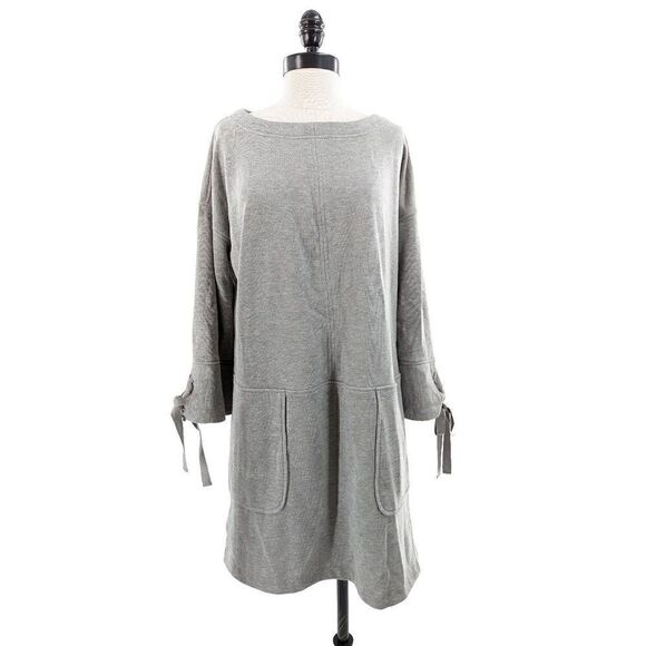 Laundry By Shelli Segal Women Gray Cotton Blend Sweatshirt Dress Size Medium - Picture 1 of 12